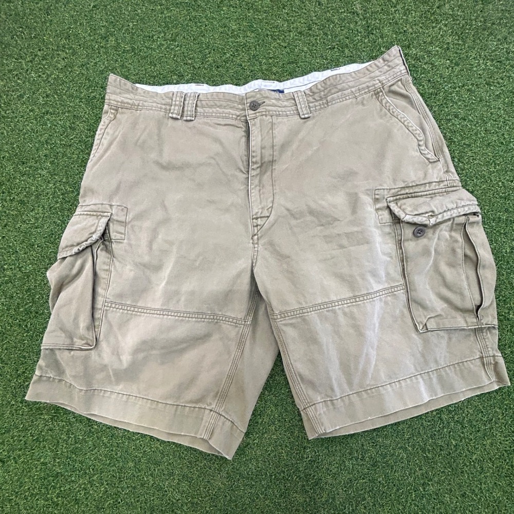 Polo Ralph Lauren Mens 44 Big Classic Chino Cargo Shorts Khaki Tan Cotton Twill